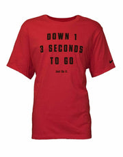 Nike Men's Down 1 3 Seconds To Go Just Do It JDI Swoosh Basketball Gym Red Shirt