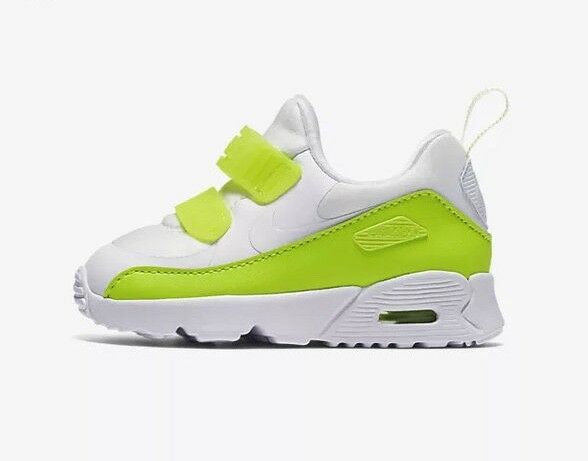 GIRLS: Nike Air Max Tiny 90 Shoes, Volt & White AA2959-100 Multiple Sizes