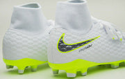 Nike JR Phantom 3 Academy DF FG Cleats White Metallic Cool Grey Volt AH7287 107