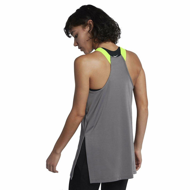 Nike Women's Slim Gym Training Tank Top-Dark Grey/Volt