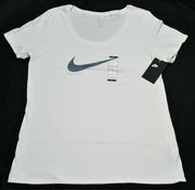 Nike-womens-Nike-Tee-athletic-cut-scoop- white swoosh 940722-100 Multiple Sizes