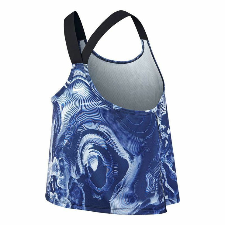 Womens Nike Pro Print Tank Top Shirt Size XS S M XL Navy Blue White AO1157 461