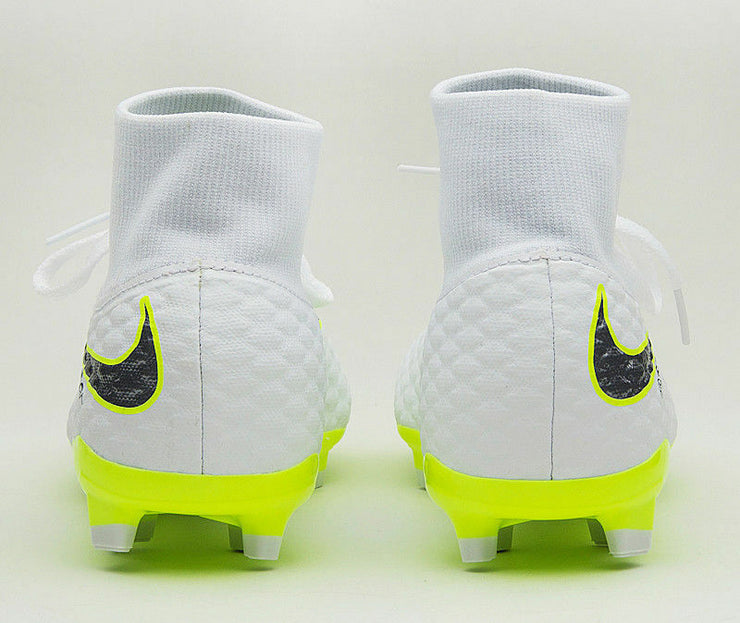 Nike JR Phantom 3 Academy DF FG Cleats White Metallic Cool Grey Volt AH7287 107