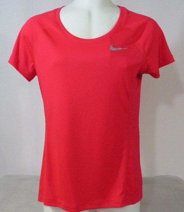 New Womens Nike Dri Fit Miler Crew Top Running Shirt AJ4682-010 Pink/Fuchsia