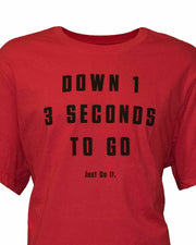 Nike Men's Down 1 3 Seconds To Go Just Do It JDI Swoosh Basketball Gym Red Shirt
