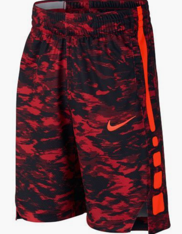 Nike Elite Camo Basketball Training Shorts Red Black Orange AJ6726-657 Boys S-L