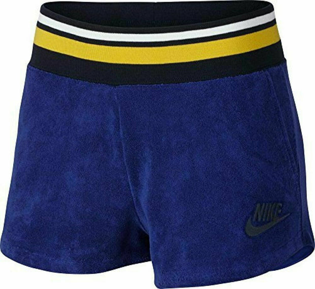 Nike Archive French Terry Training Shorts Womens Royal Blue AJ2897-455 NWT