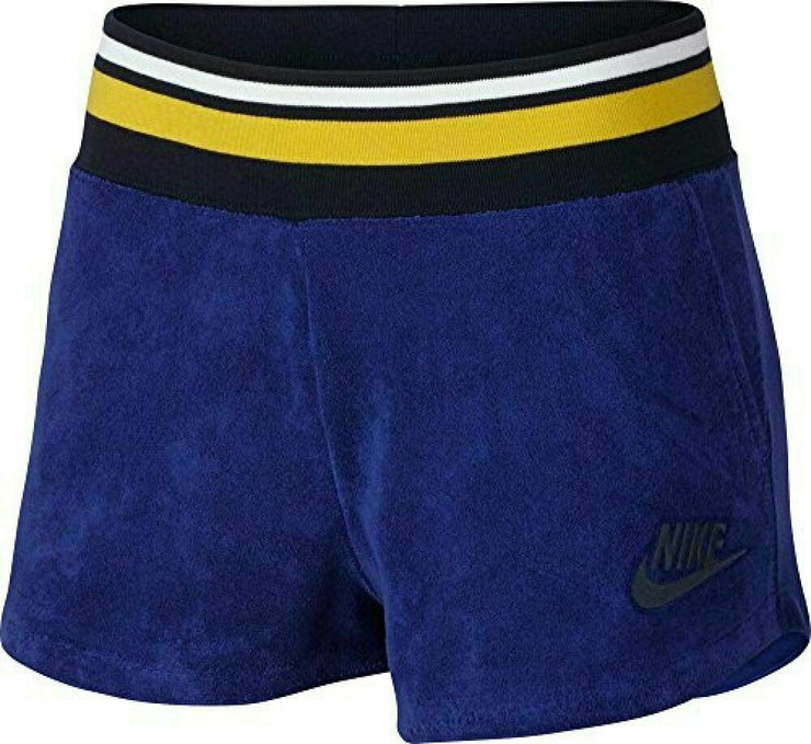 Nike Archive French Terry Training Shorts Womens Royal Blue AJ2897-455 NWT