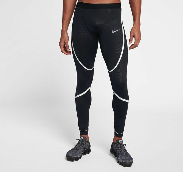 NIKE POWER TECH DRI-FIT RUNNING TIGHTS BLACK WHITE 943687 010 MENS SIZE M, L