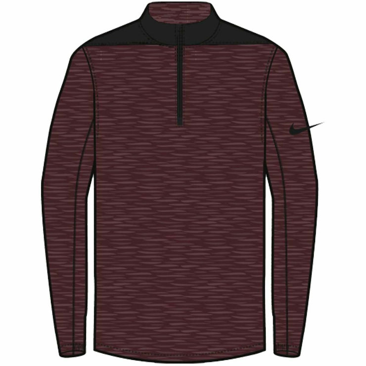Nike Dry Men's Core Burgundy/Black 1/2-Zip Golf LS Top AR2598-011