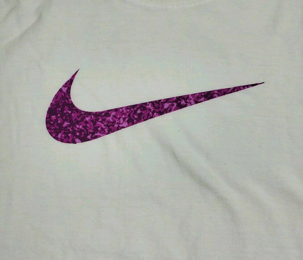 NWT Nike Girl's Active T-Shirt Cotton White with Purple Swoosh AT2962-100