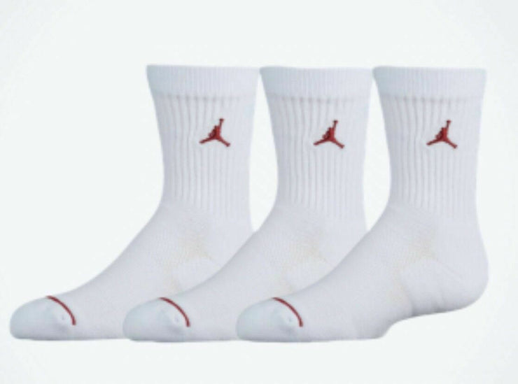NIKE Jordan Jumpman 3 Pack White Quarter Sport Socks NEW Youth Sz 3Y-5Y