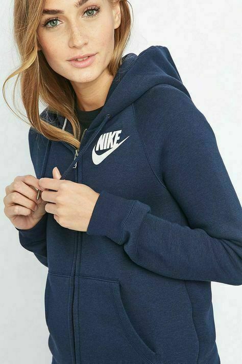 NEW WOMEN'S NIKE ZIP UP HOODIE JACKET NAVY BLUE AJ7361 451