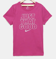 Nike Girls T Shirt JUST THAT GOOD SWOOSH PINK AJ7857 621