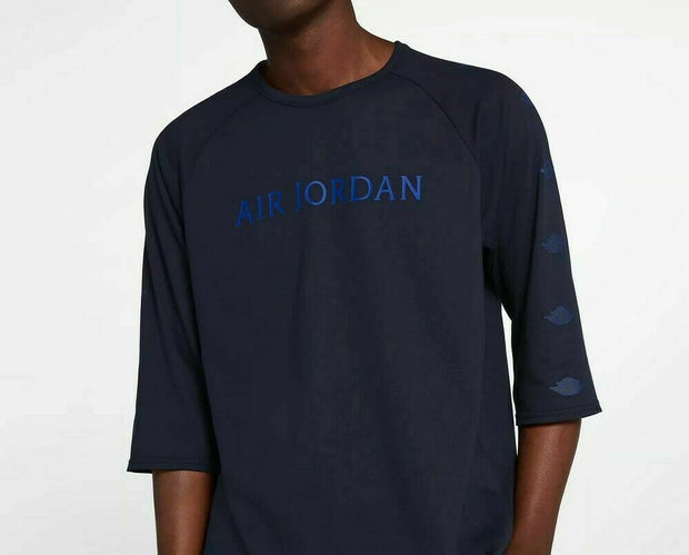Air Jordan Nike Jumpman Wings 3/4 Sleeve Navy Adult Men's T-shirt  AA1911 451