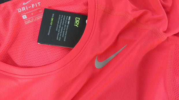 New Womens Nike Dri Fit Miler Crew Top Running Shirt AJ4682-010 Pink/Fuchsia