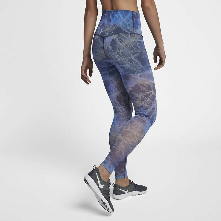 Nike training power leggings in blue tulle mesh Clearance