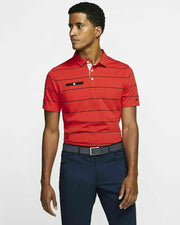 New Nike Men's Striped Golf Polo Dri-FIT XL Red/Black AT8946 634