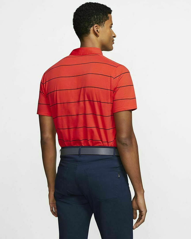 New Nike Men's Striped Golf Polo Dri-FIT XL Red/Black AT8946 634