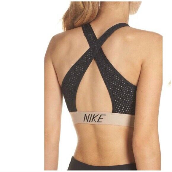 NEW! Nike Classic Cross Support Sports Bra 903234-011 Color Black/Sand XS