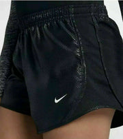 NIKE TEMPO DRI FIT RUNNING SHORTS BLACK SHINE GIRLS Shiny W/ Briefs