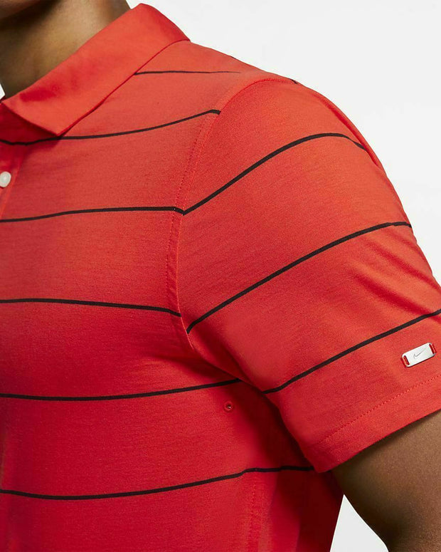 New Nike Men's Striped Golf Polo Dri-FIT XL Red/Black AT8946 634