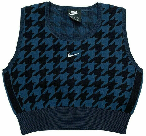 Nike Womens Woven Knit Sleeveless Cropped Top Blue CI6618-010 Multiple Sizes