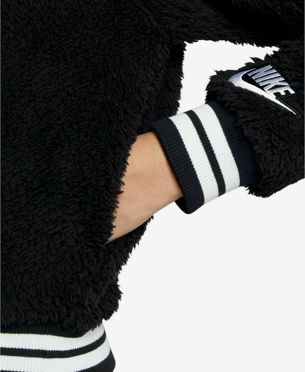 NIKE WOMENS SHERPA BOMBER JACKET BLACK WHITE 939388-010 MULTIPLE SIZES
