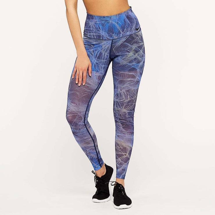 Nike training power leggings in blue tulle mesh Clearance