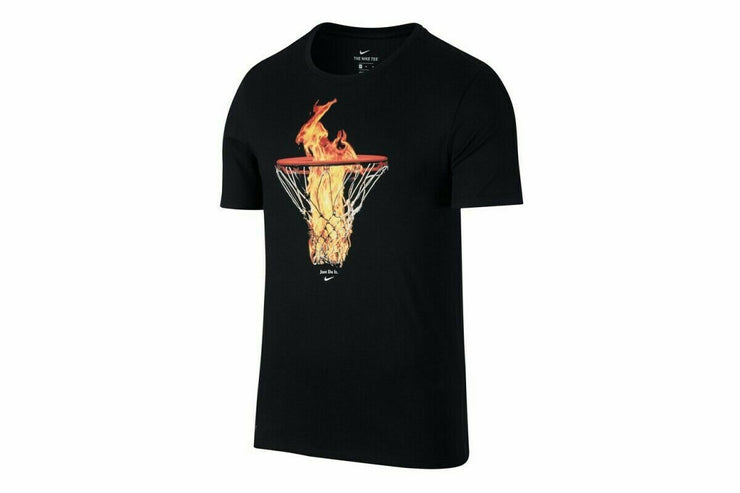 NEW Nike Basketball Mens Size Fire Hoop T-Shirt AH3977 010 Black Medium