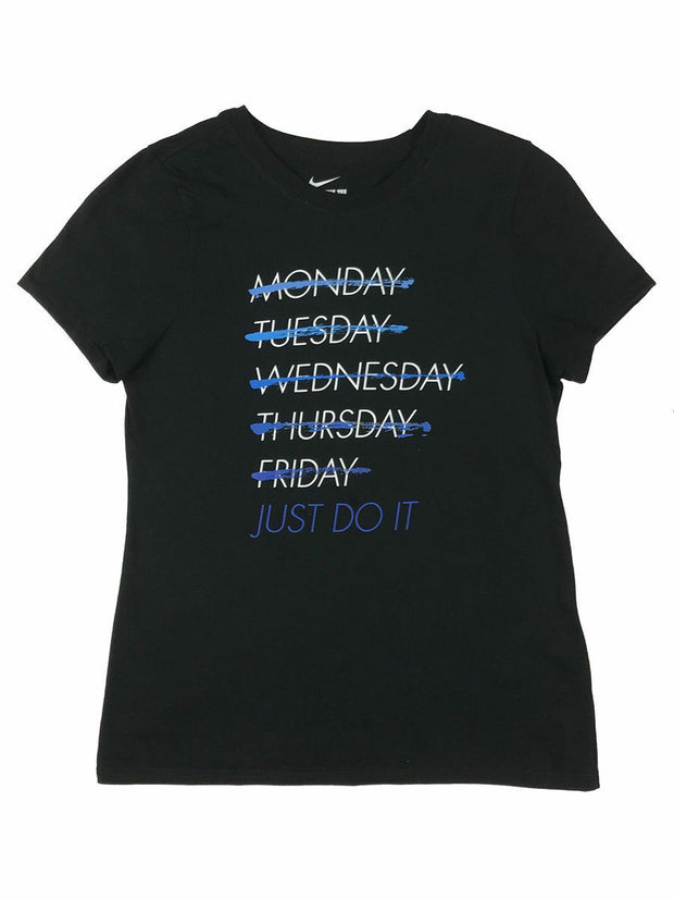 Nike Girls 5  Days a Week Just Do It Graphic Cotton Shirt Black New