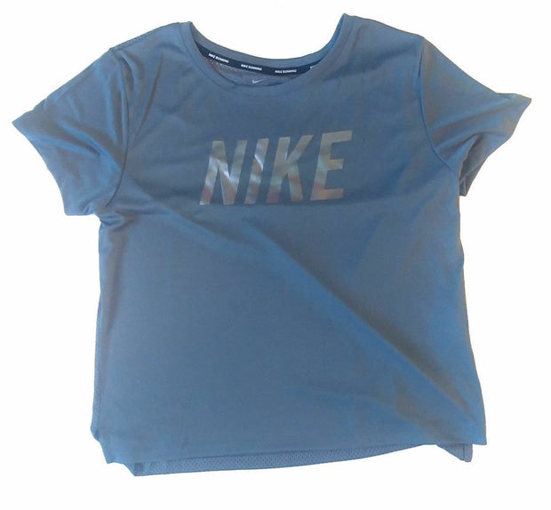 Nike Womens Dry SS Miler Running Shirt AJ4669 498 Gray Silver Reflective New