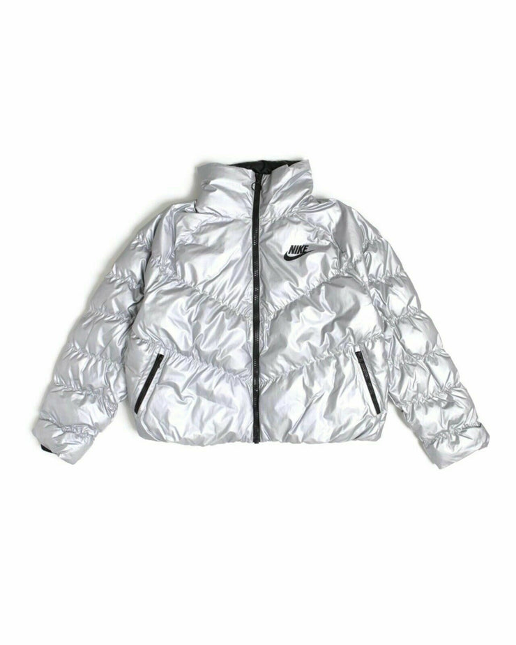 Nike Womens Sportswear Synthetic Fill Shine Jacket Coat Silver BV3135 095 Size L