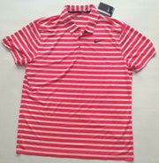 Nike Breathe Stripe Golf Polo Shirt Siren Red White 833065-653 Size XL