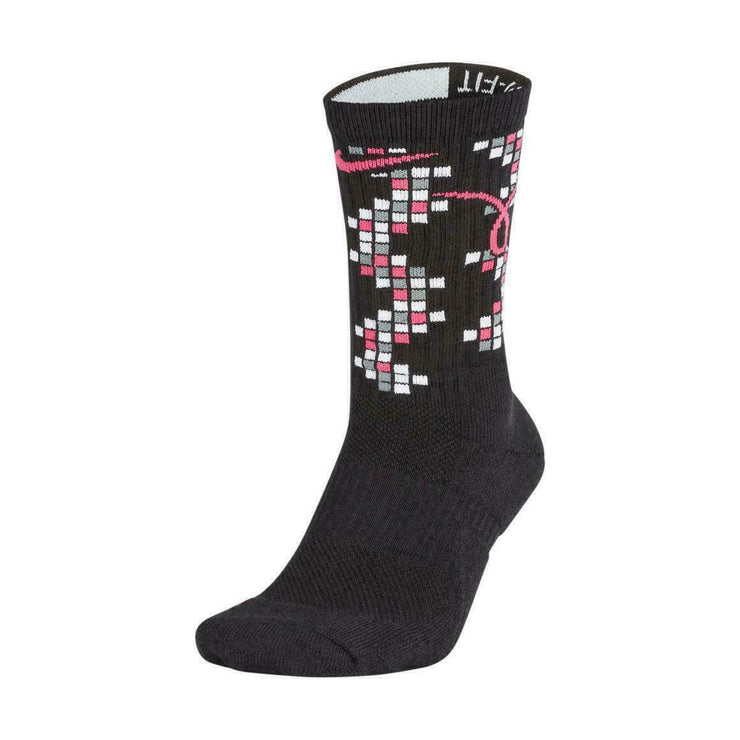 Nike Elite Basketball Dri-Fit Crew Socks SX7621-010 Black Vivid Pink Kay Yow