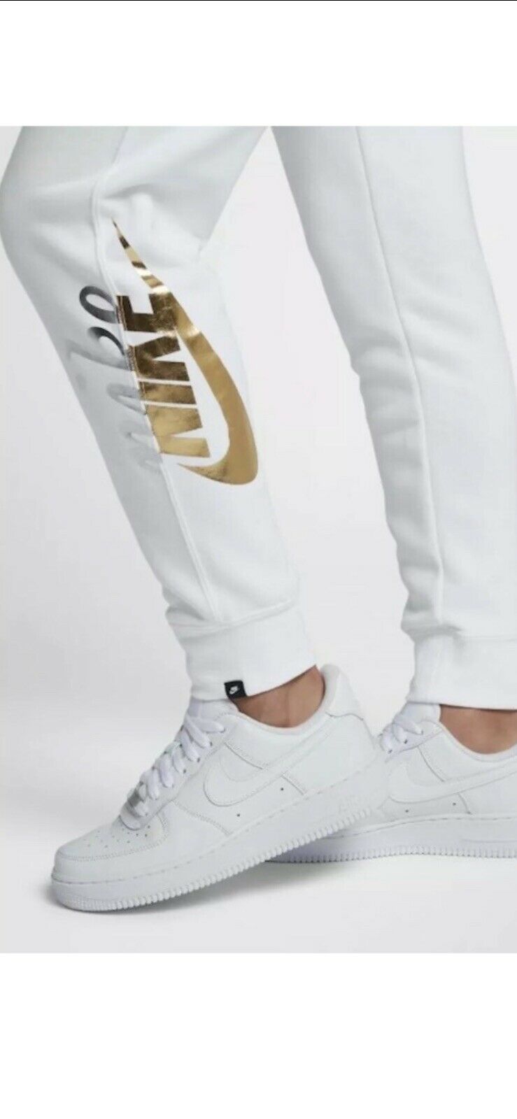 NIKE Women's Sportswear Rally Metallic Jogger Sweat Pants White CJ5028 100