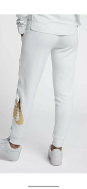 NIKE Women's Sportswear Rally Metallic Jogger Sweat Pants White CJ5028 100